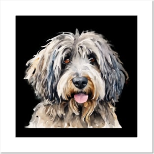 Watercolor Bergamasco Sheepdog Face Posters and Art